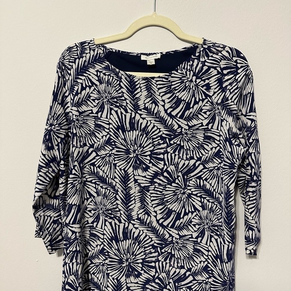 Garnet Hill Silk Navy White Tunic Sheath A Line Shift Dress size 2 - Picture 5 of 8